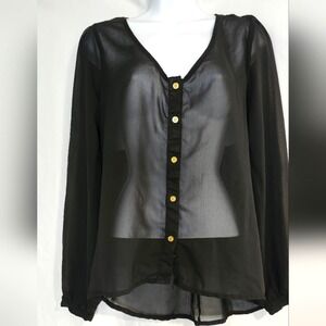 Dizzy Lizzy Womens Sheer Top Size Large Black Cutout Witchy Whimsigoth Coquette